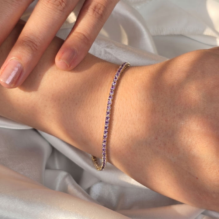Alexandrite June Birthstone Gold Plated Dainty Tennis Bracelet