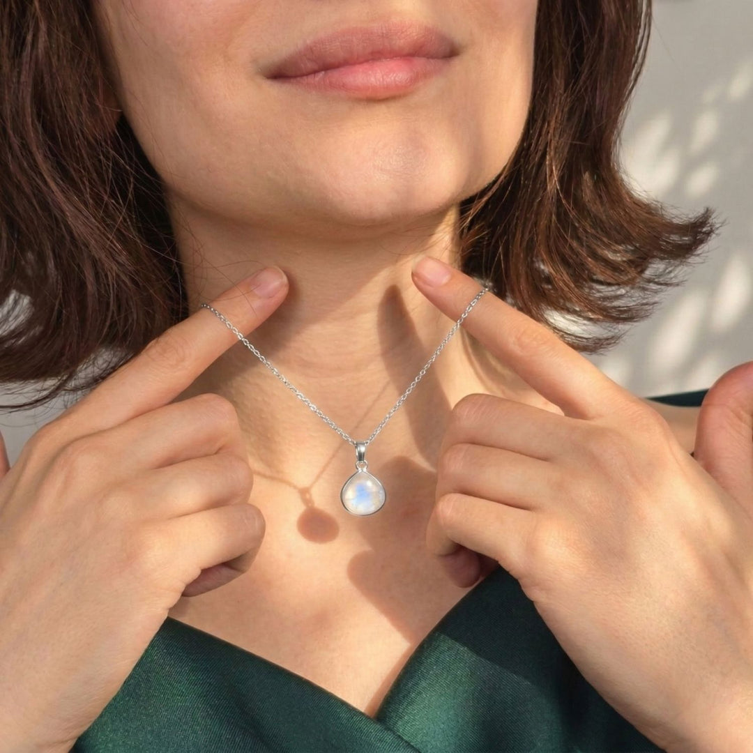 Moonstone June Birthstone 925 Sterling Silver Necklace