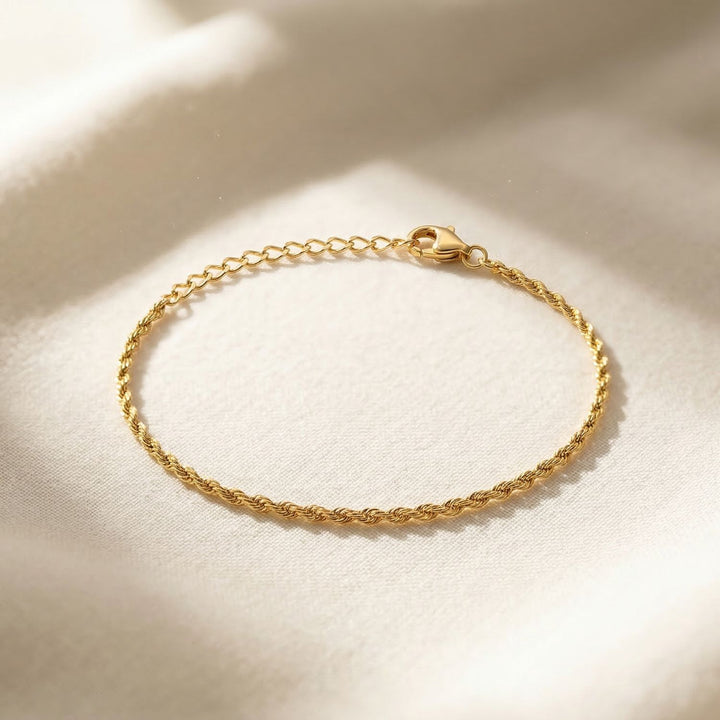 Gold Plated Everyday Rope Chain Stacking Bracelet