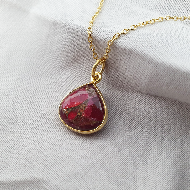 18ct Gold Vermeil Plated Garnet January Birthstone Necklace