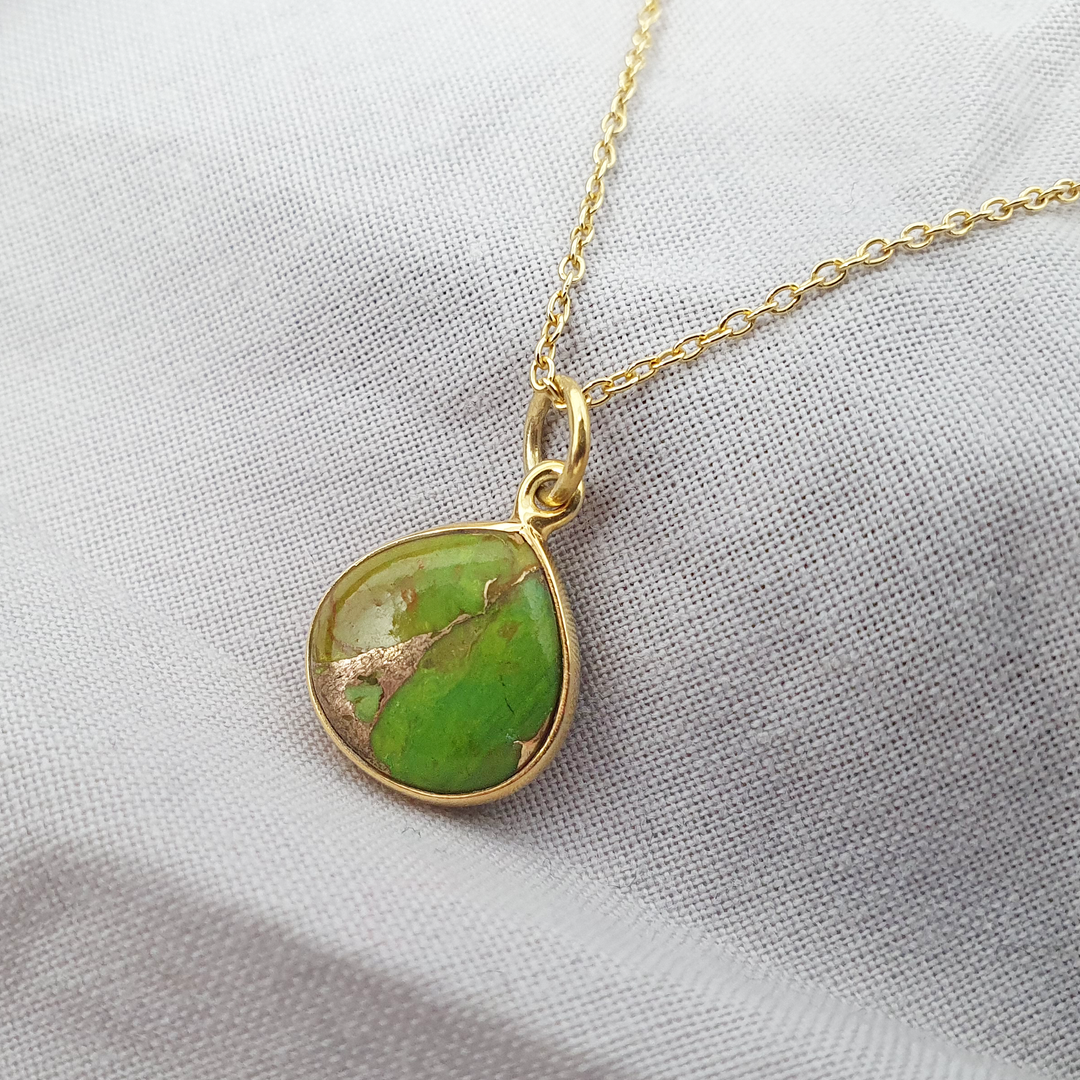 18ct Gold Vermeil Plated Peridot August Birthstone Crystal Necklace