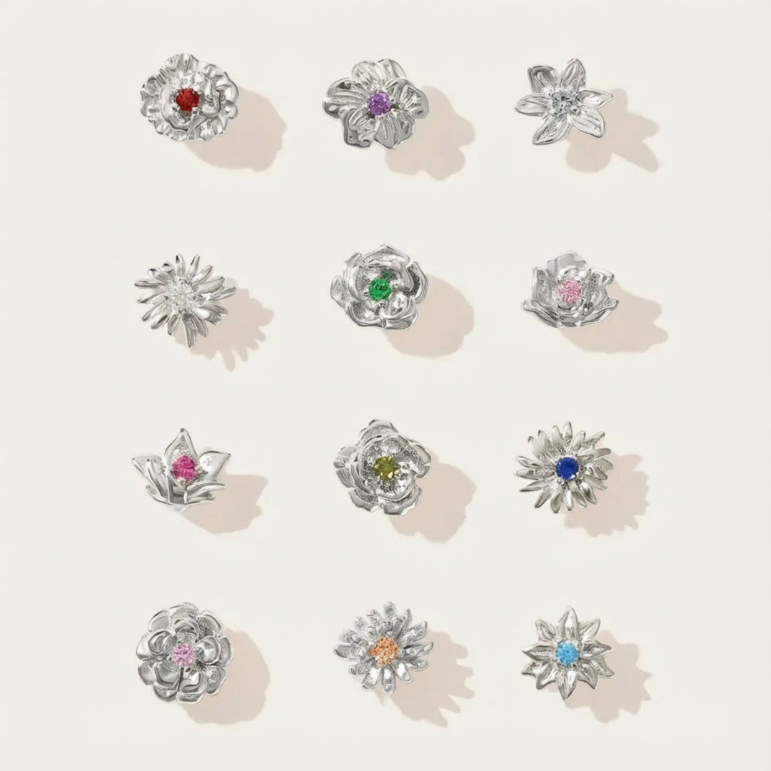 Peridot August Birthstone Poppy Birthflower Sterling Silver Stud Earrings