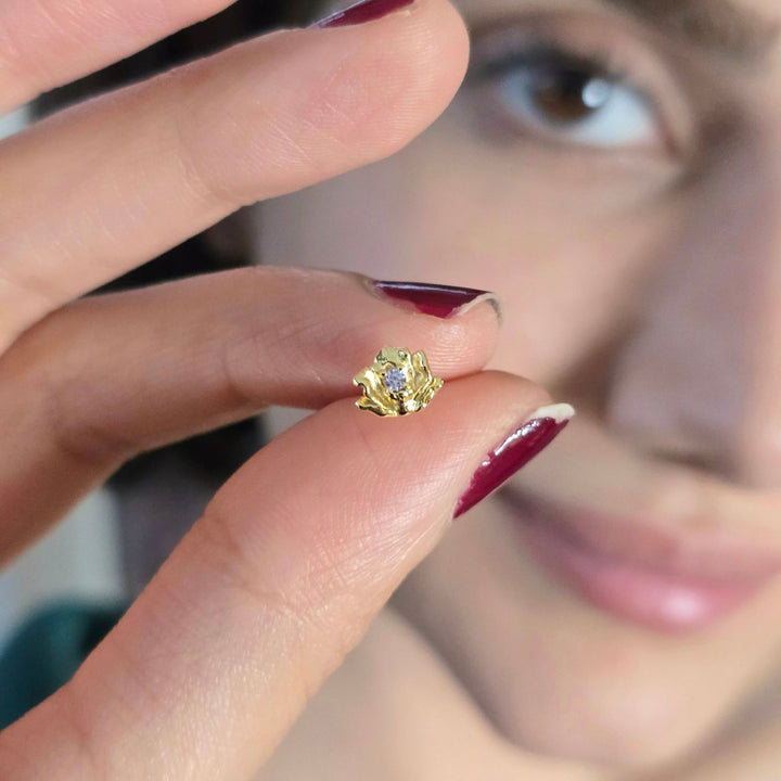 Alexandrite June Birthstone Rose Birthflower Gold Plated Stud Earrings