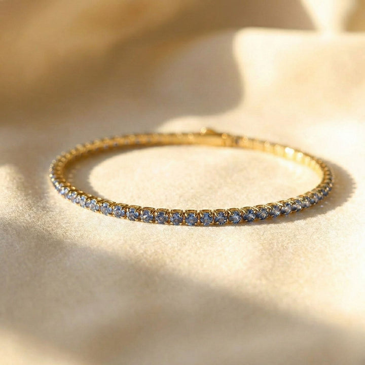 Aquamarine March Birthstone Dainty Tennis Bracelet