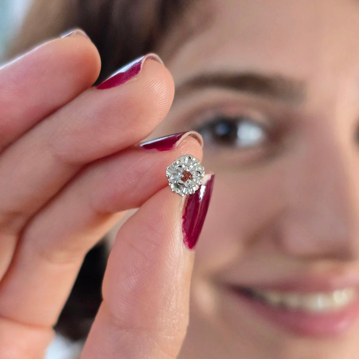 Garnet January Birthstone Carnation Birthflower Sterling Silver Stud Earrings