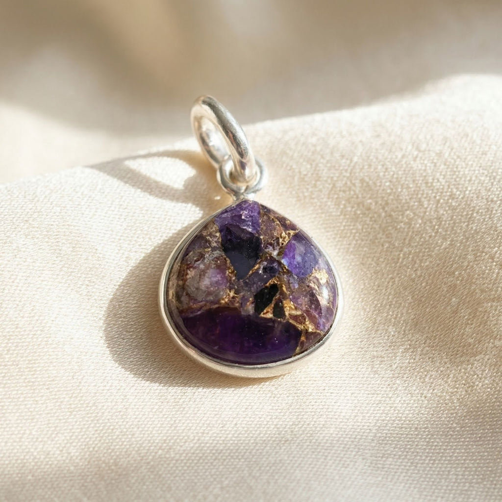 925 Sterling Silver Round Amethyst Bezel Pendant