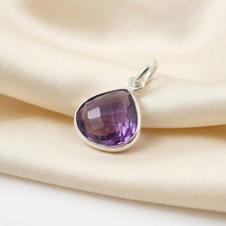 Silver Alexandrite June Birthstone Heart Charm Pendant