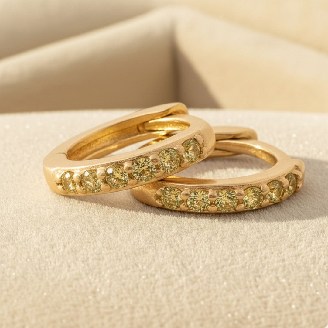 Peridot August Birthstone Small Huggie Hoop Earrings