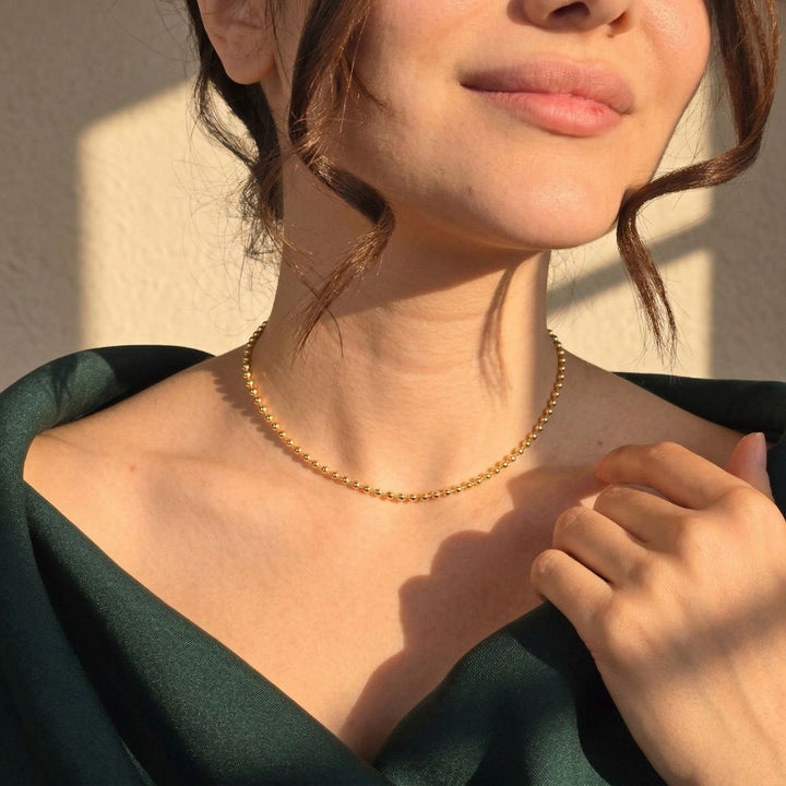 18ct Gold Plated Ball Chain Choker Necklace