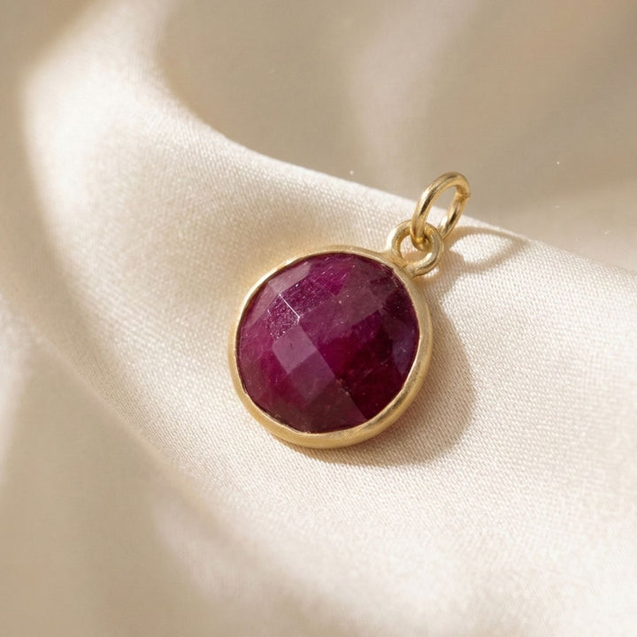 18ct Gold Plated Round Ruby July Birthstone Pendant