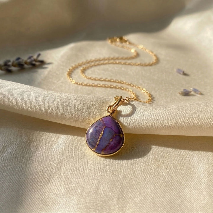 18ct Gold Vermeil Heart Amethyst Pendant Necklace