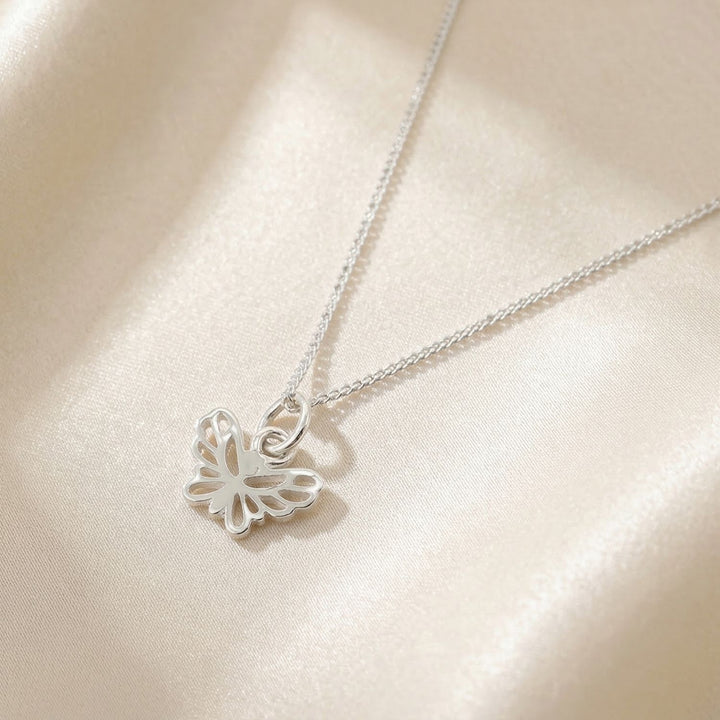 Dainty Butterfly Charm Sterling Silver Necklace