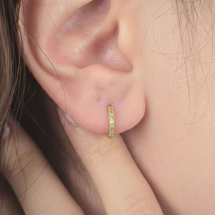Peridot August Birthstone Small Huggie Hoop Earrings