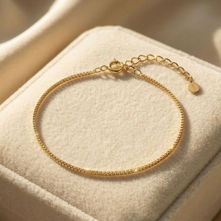 Gold Plated Everyday Minimalist Box Chain Bracelet