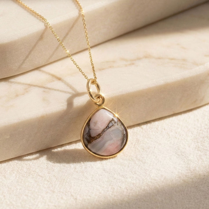 18ct Gold Vermeil Plated Opal October Birthstone Necklace