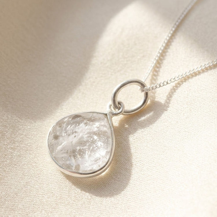 Herkimer Diamond April Birthstone Crystal Sterling Silver Necklace