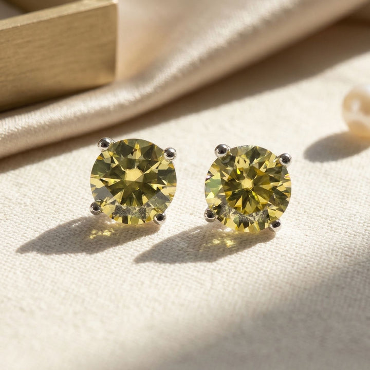 Citrine Moissanite Crystal Sterling Silver Earrings