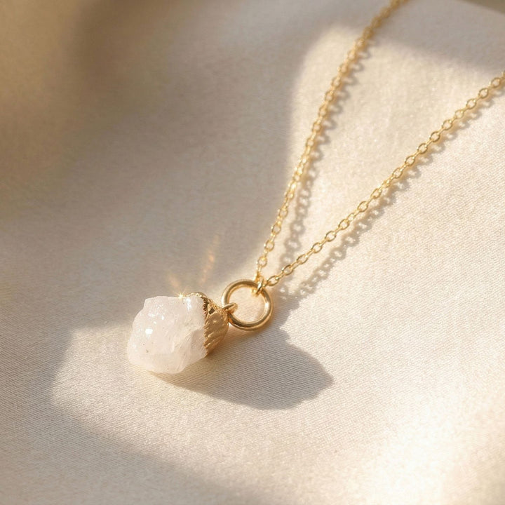 Raw Moonstone Gold Plated June Birthstone Necklace
