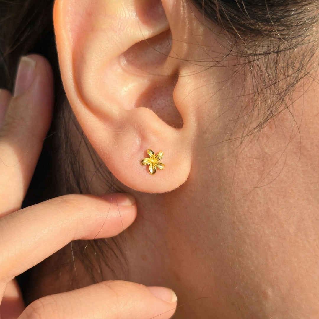 Dainty Mini Tiny Flower Stud Gold Plated Earrings