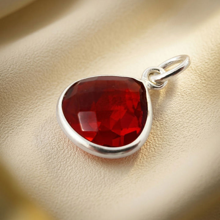 Garnet January Birthstone Sterling Silver Heart Pendant