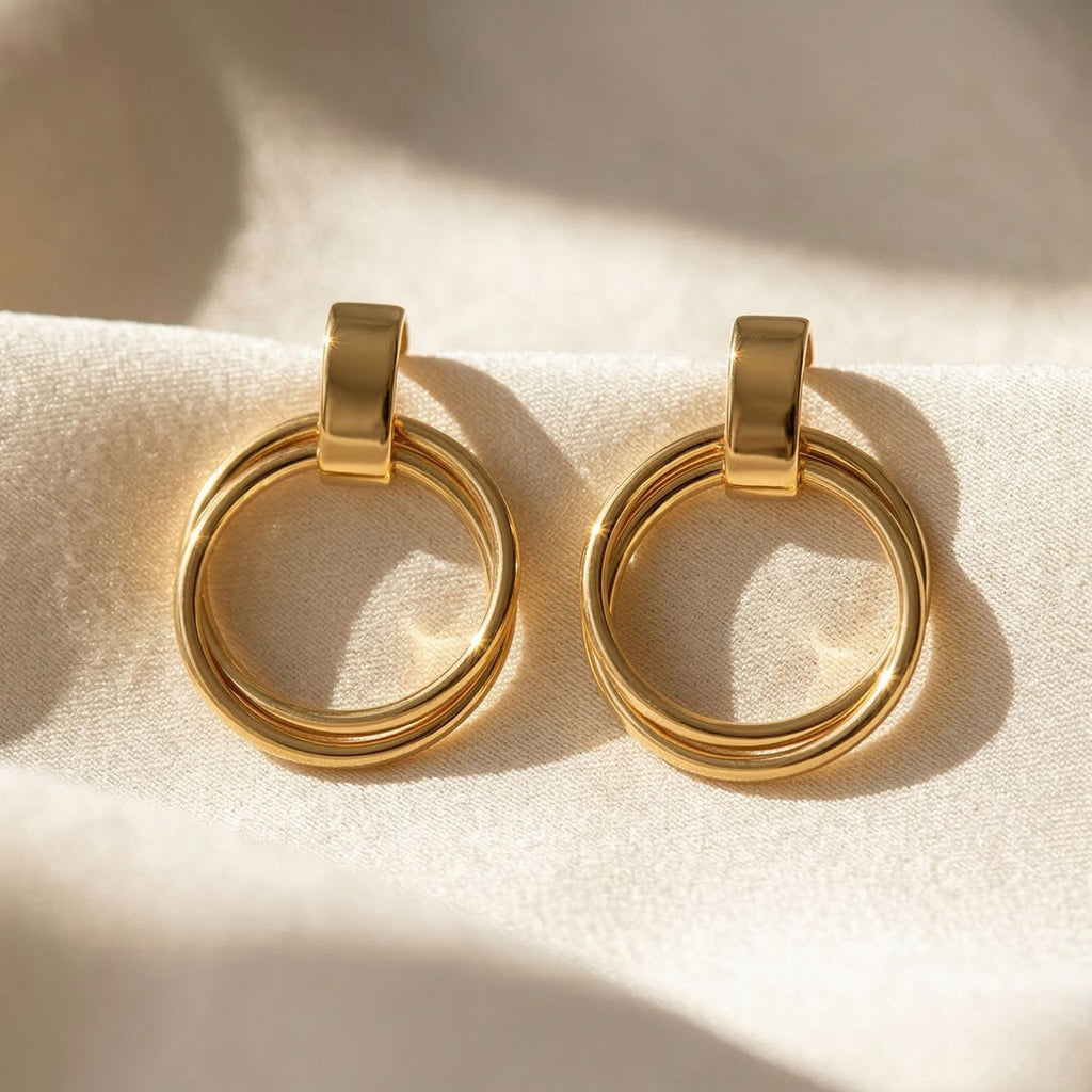 18ct Plated Dual Hoop Earrings