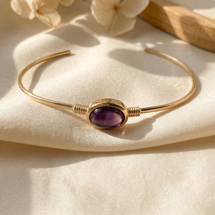 18ct Gold Plated Purple Amethyst Bangle