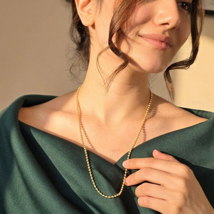 18ct Gold Plated Classic Ball Bead Extra Long Chain