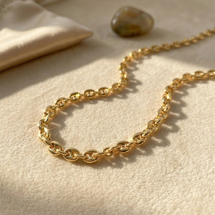 Coffee Bean Gold Plated Chain Necklace Luxe