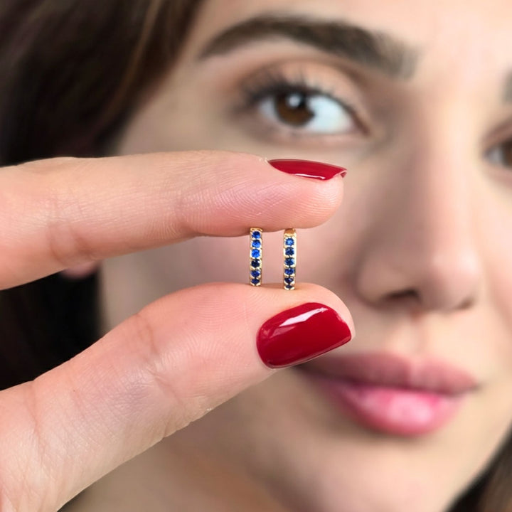 Sapphire September Birthstone Huggie Hoop Earrings