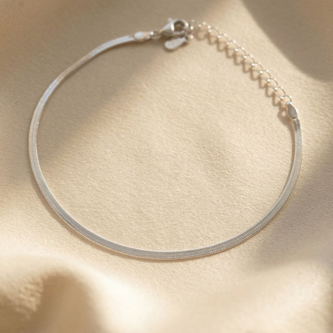 Sterling Silver Everyday Herringbone Chain Bracelet