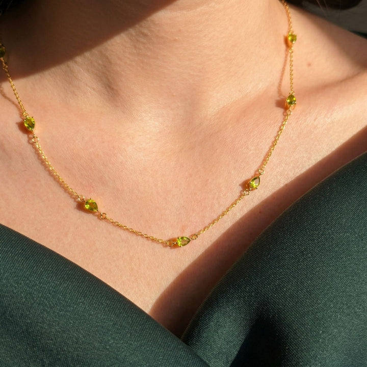 Peridot August Birthstone Minimalist Gold Vermeil Plated Necklace