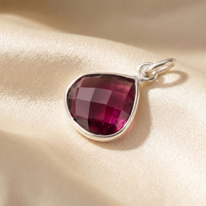 Shiny Pink Tourmaline October Birthstone Silver Pendant