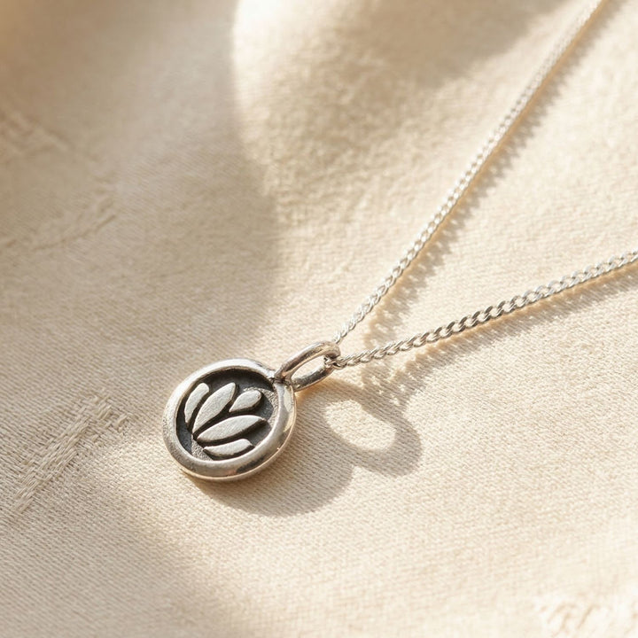 Sterling Silver Mini Lotus Charm Necklace