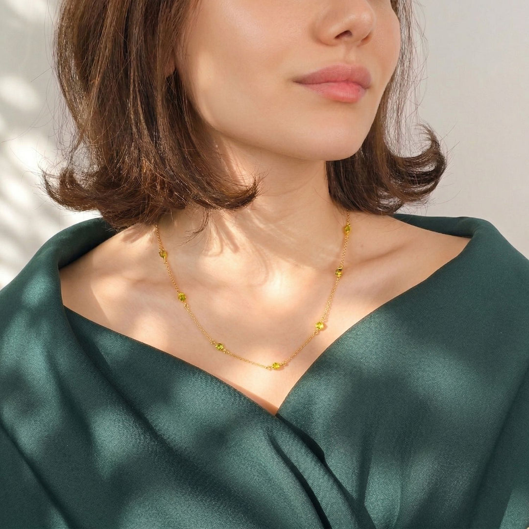 Peridot August Birthstone Minimalist Gold Vermeil Plated Necklace