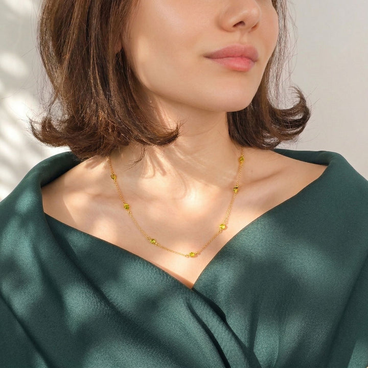 Peridot August Birthstone Minimalist Gold Vermeil Plated Necklace