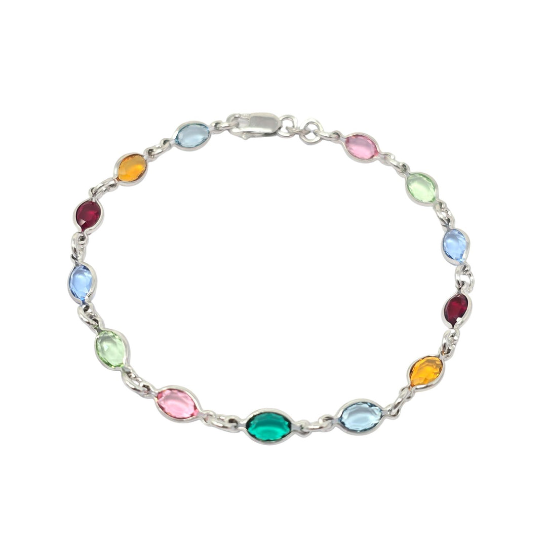 Colourful Multi Gemstone Sterling Silver Bracelet