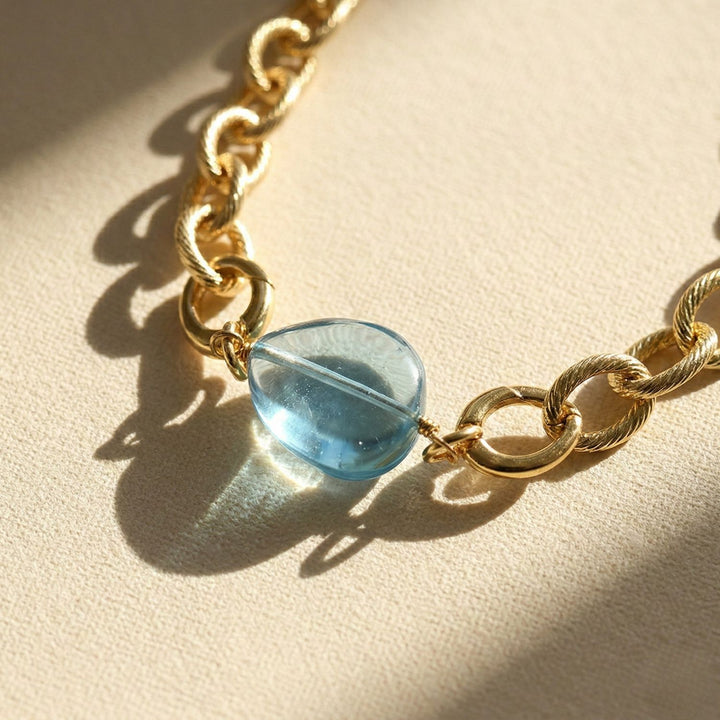 Aquamarine March Birthstone Statement Pendant Necklace