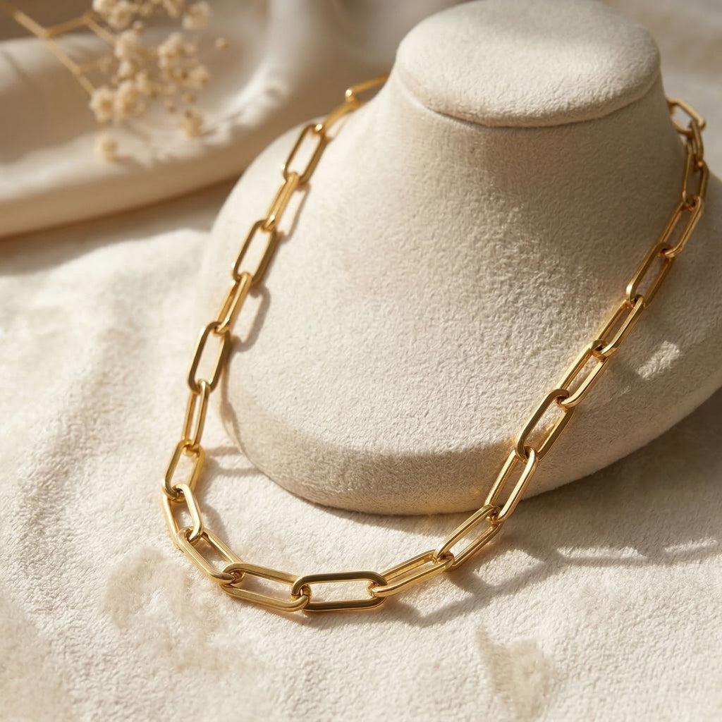 18ct Plated Statement Paperclip Necklace
