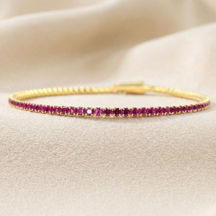 Ruby July Birthstone Dainty Tennis Bracelet