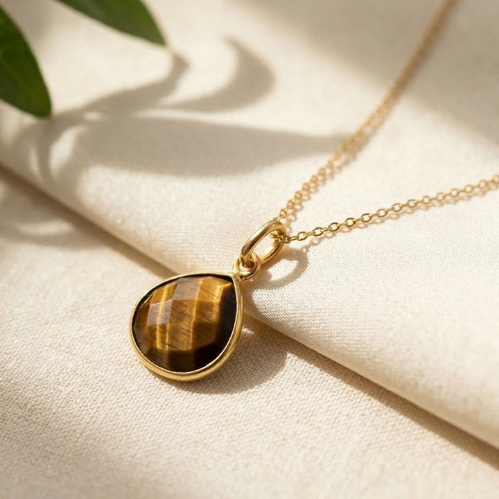 18ct Gold Plated Tiger's Eye Protection Crystal Necklace