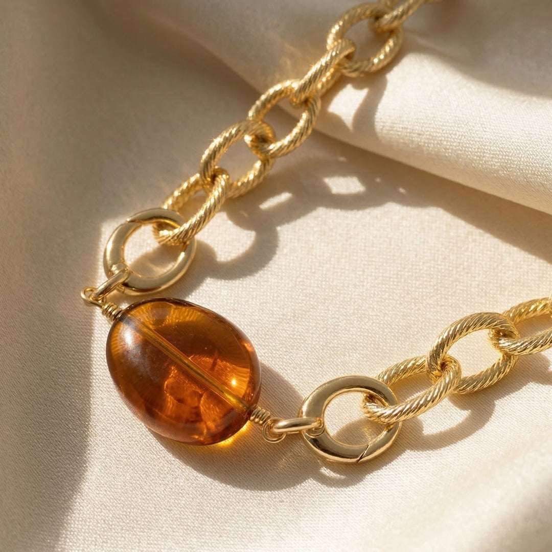 Citrine November Birthstone Statement Pendant Necklace