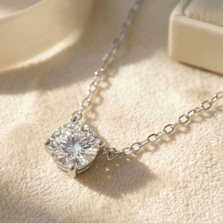 Diamond Moissanite Crystal Sterling Silver Necklace