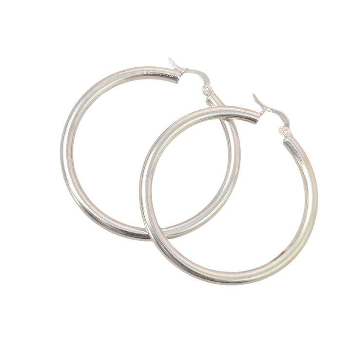 Everyday Minimalist Plain Sterling Silver Hoop Earrings