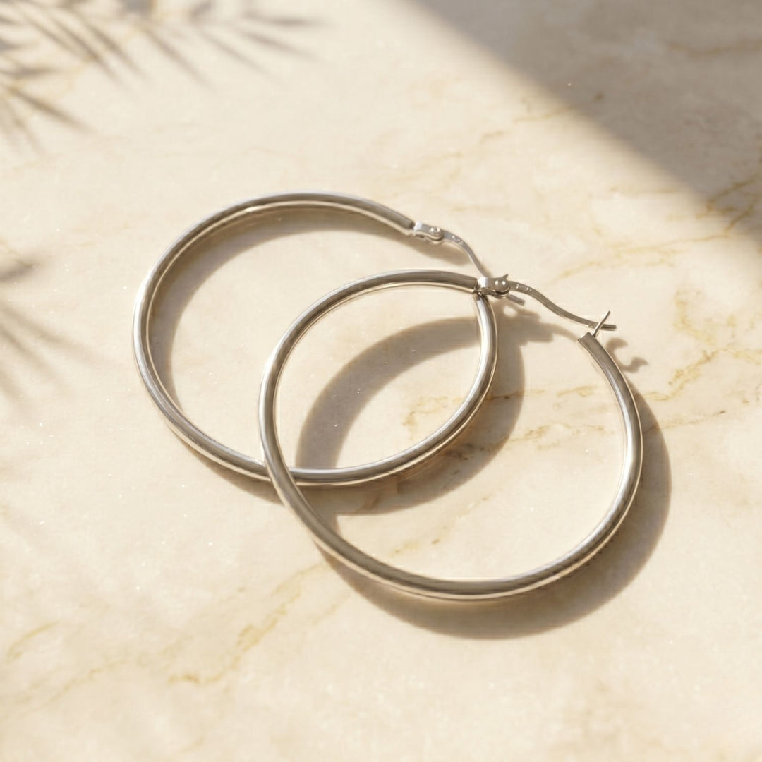 Everyday Plain Sterling Silver Hoop Earrings