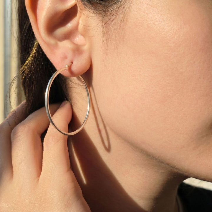 Everyday Plain Sterling Silver Hoop Earrings