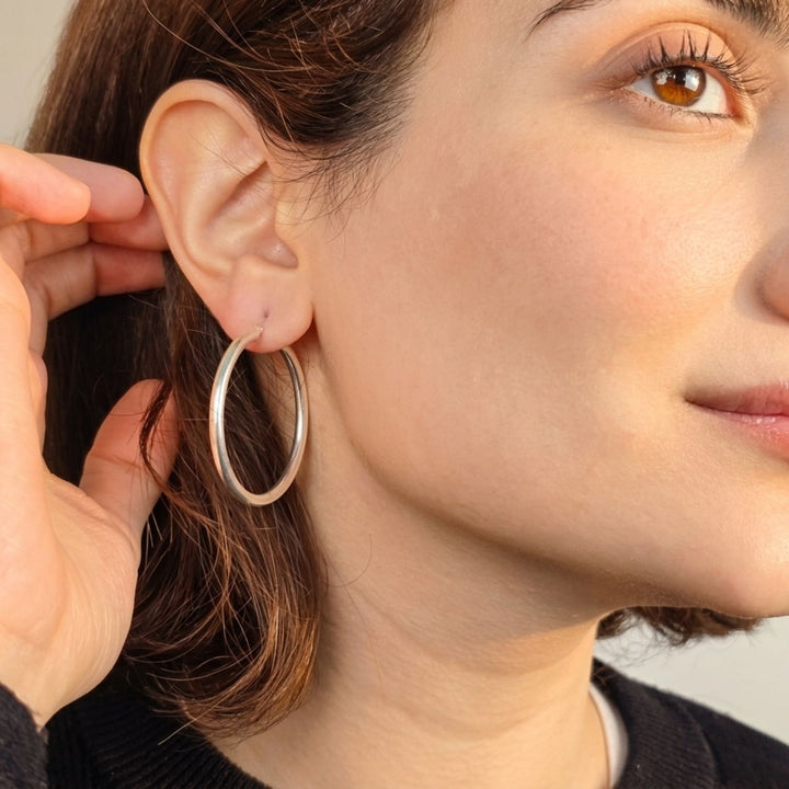 Everyday Plain Sterling Silver Hoop Earrings