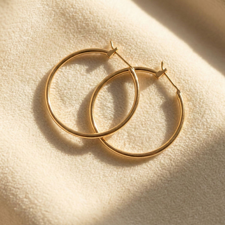 Classic Plain Gold Plated Hoop Earrings
