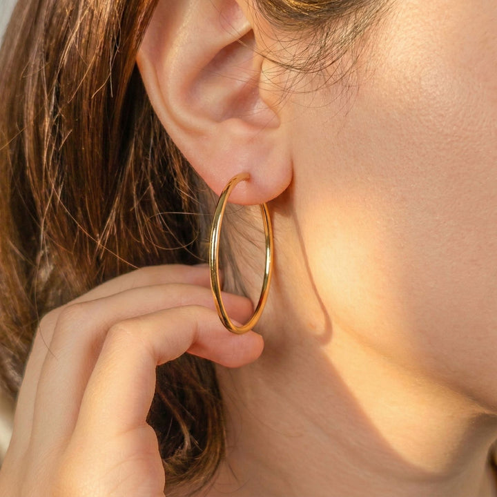 Classic Plain Gold Plated Hoop Earrings