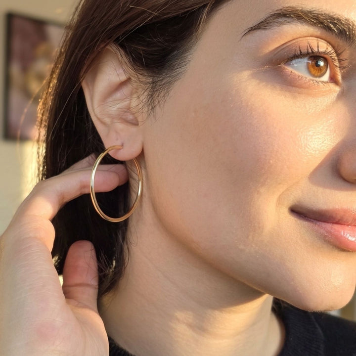 Classic Plain Gold Plated Hoop Earrings
