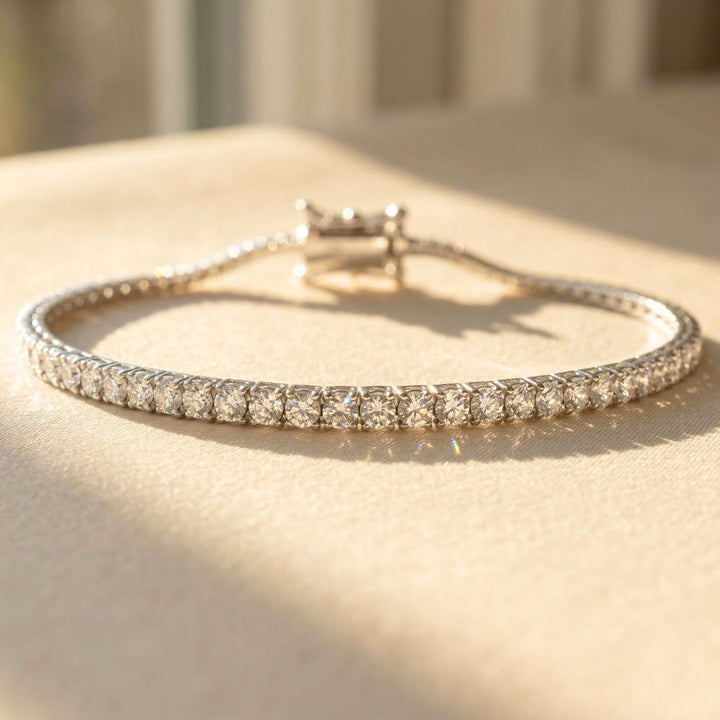 Diamond Gemstone Sterling Silver Tennis Bracelet